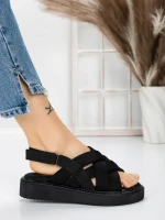 Sandale Dama cu Talpa Joasa 5H17 BLACK | MEI