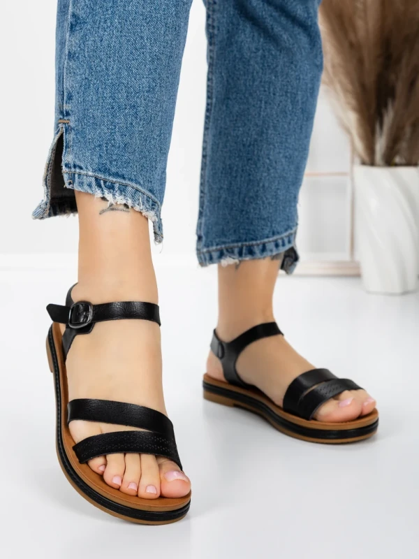 Sandale Dama cu Talpa Joasa 3GZ37 BLACK | MEI