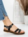 Sandale Dama cu Talpa Joasa 3GZ37 BLACK | MEI