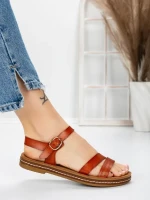 Sandale Dama cu Talpa Joasa 3GZ37 BROWN | MEI