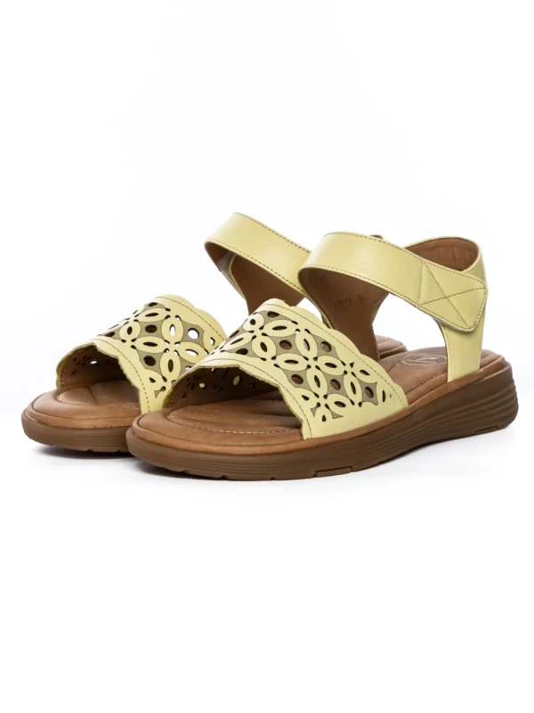 Sandale Dama din piele naturala 33177 YELLOW | FORMAZIONE