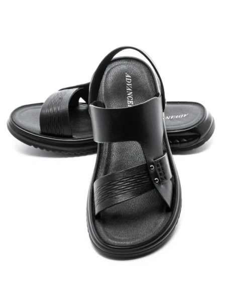 Sandale Barbati din piele naturala 56287 BLACK | ADVANCER