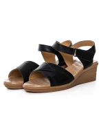 Sandały damskie ze skóry naturalnej 22002S Czarny | Formazione