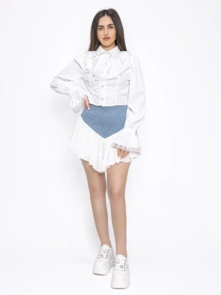 Fusta Dama TR651 ALBASTRU-ALB | KIKIRIKI