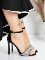 Sandale Dama cu Toc Subtire 5XKK19 BLACK | MEI