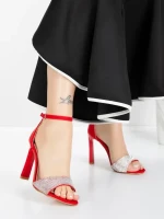 Sandale Dama cu Toc Subtire 5XKK19 RED | MEI
