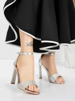 Sandale Dama cu Toc Subtire 5XKK19 SILVER | MEI