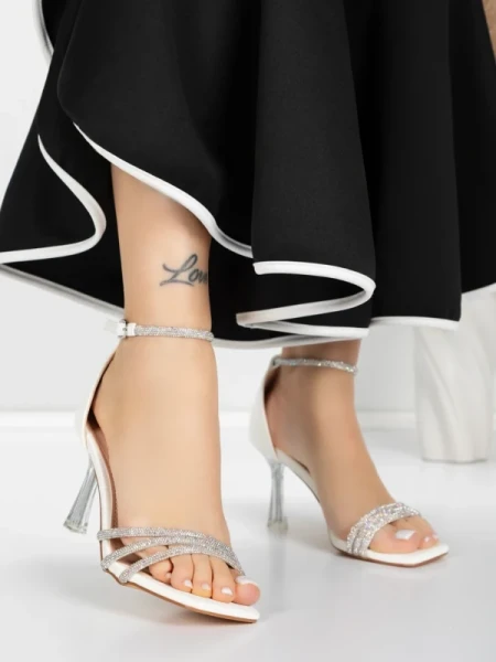 Sandale Dama cu Toc Subtire 5XKK20 WHITE | MEI