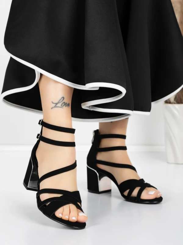 Sandale Dama cu Toc Gros 5XKK26 BLACK | MEI