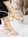 Sandale Dama cu Toc Gros 5XKK26 BEIGE | MEI