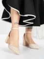 Pantofi cu Toc Gros 5XKK36 BEIGE | MEI