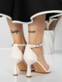 Sandale Dama cu Toc Subtire 5XKK13 BEIGE | MEI
