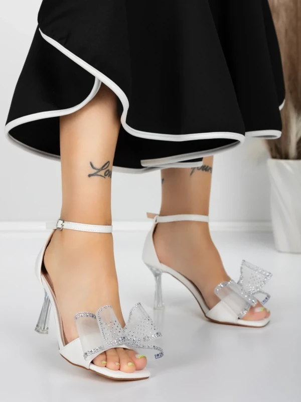 Sandale Dama cu Toc Subtire 5XKK22 WHITE | MEI