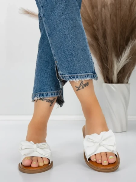 Papuci Dama cu Talpa Joasa 5PT9 WHITE | MEI