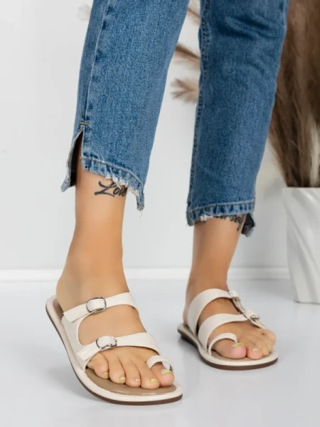 Papuci Dama cu Talpa Joasa J588-5 BEIGE | MEI