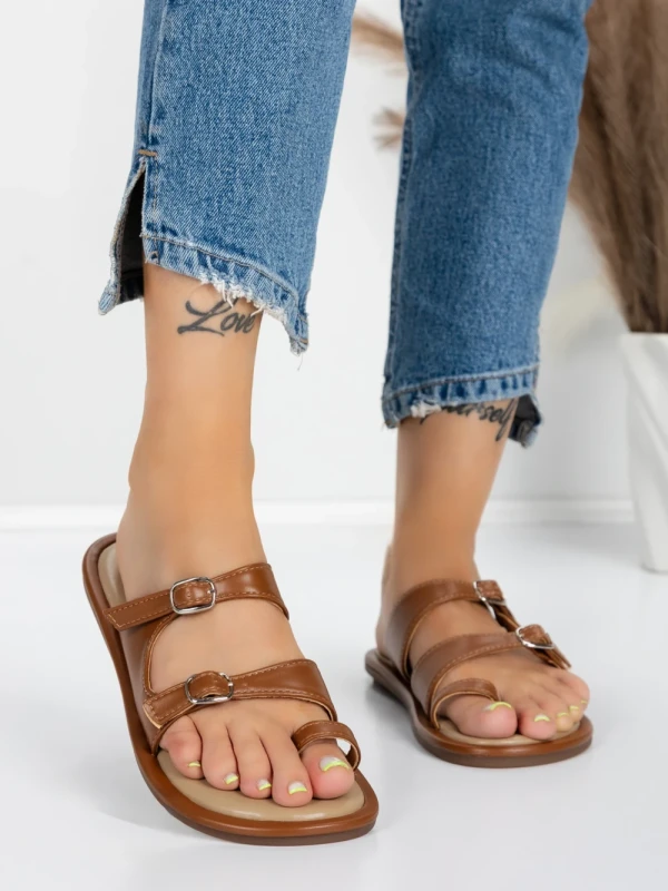 Papuci Dama cu Talpa Joasa J588-5 BROWN | MEI