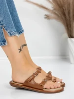 Papuci Dama cu Talpa Joasa J588-5 BROWN | MEI