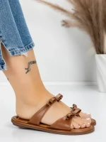 Papuci Dama cu Talpa Joasa J588-8 BROWN | MEI