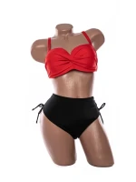 Costum de baie dama L211 ROSU-NEGRU | MEINA
