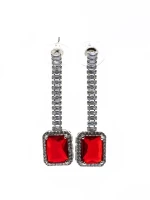 Set Colier + Cercei CLR016 ARGINTIU-ROSU | MEI