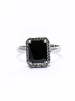 Set Colier + Cercei CLR016 ARGINTIU-NEGRU | MEI