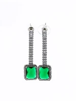 Set Colier + Cercei CLR016 ARGINTIU-VERDE | MEI