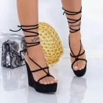 Sandały na platformie XKK290 Czarny | Mei