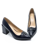 Pantofi cu Toc gros K4321-3667B Albastru Jose Simon