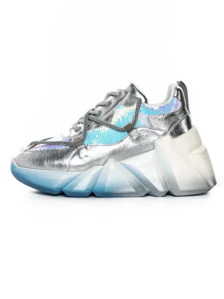 Pantofi Sport Dama cu Platforma M0182-104 Argintiu Seniorah