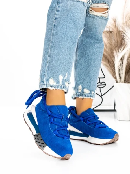 Pantofi Sport Dama din piele naturala 5WZ15 SAPPHIRE BLUE | PANTOFUL