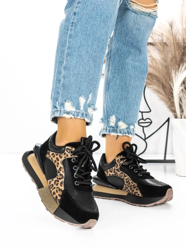 Pantofi Sport Dama din piele naturala 5SZ11 BLACK | PANTOFUL