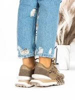 Pantofi Sport Dama din piele naturala 5SZ11 KHAKI | PANTOFUL