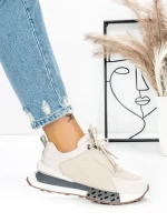 Pantofi Sport Dama din piele naturala 5SZ12 BEIGE | PANTOFUL