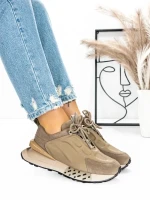 Pantofi Sport Dama din piele naturala 5SZ12 KHAKI | PANTOFUL