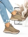 Pantofi Sport Dama din piele naturala 5SZ12 KHAKI | PANTOFUL