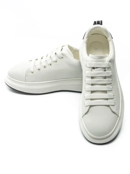 Pantofi Sport Barbati din piele naturala 51191 WHITE-BLACK | ADVANCER
