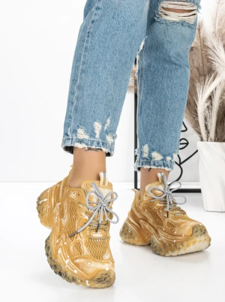 Pantofi Sport Dama cu Platforma 5WL83 YELLOW | MEI