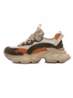 Pantofi Sport Dama din piele naturala Y5758-2 CREAM-ORANGE | ADVANCER