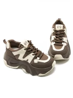 Pantofi Sport Dama din piele naturala 3A532 BROWN-CREAM | ADVANCER