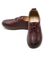 Obuwie damskie na co dzień wykonane ze skóry naturalnej SC9520 Wiśniowy | Advancer