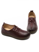 Obuwie damskie na co dzień wykonane ze skóry naturalnej SC9520 Wiśniowy | Advancer