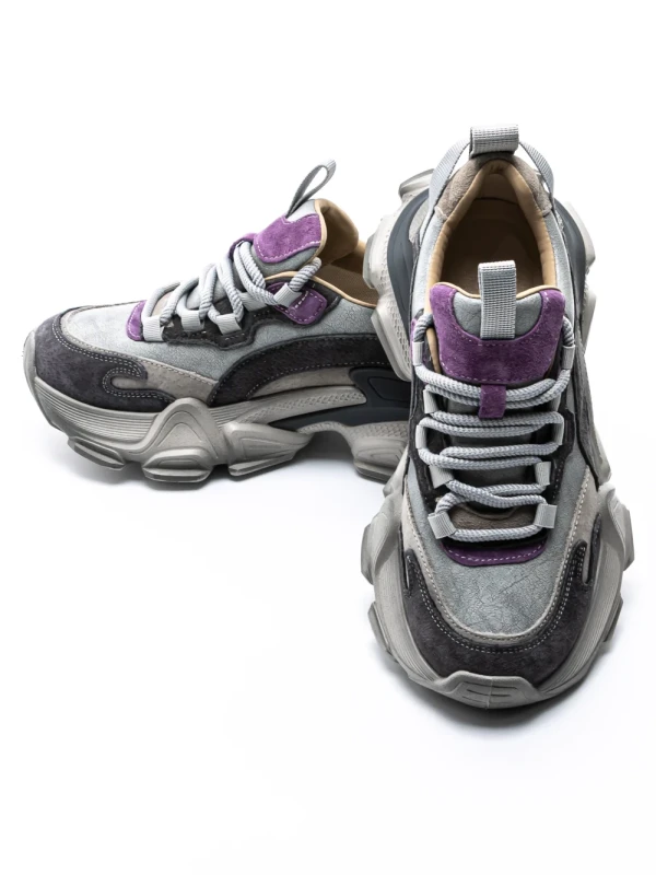 Pantofi Sport Dama din piele naturala Y5758-2 GREY-PURPLE | ADVANCER