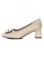 Pantofi cu toc din piele naturala TP2377-2 CREAM | ADVANCER