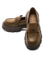 Pantofi Casual Dama din piele naturala KM1605 KHAKI | FORMAZIONE