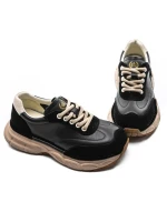 Pantofi Sport Dama din piele naturala KM5502 BLACK | FRANCO GERARDO