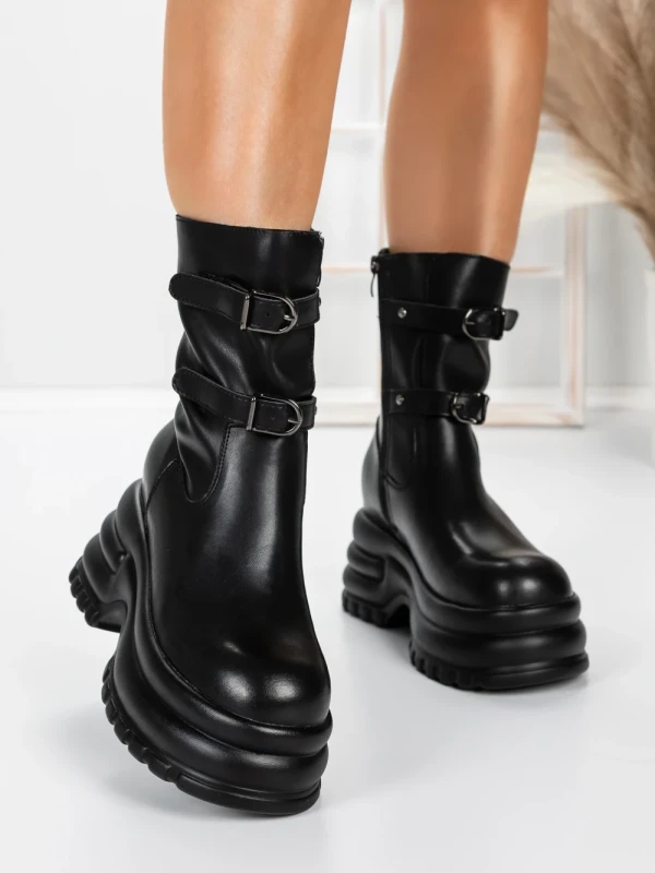 Ghete Dama din piele naturala 5W62 BLACK | PANTOFUL