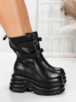 Ghete Dama din piele naturala 5W62 BLACK | PANTOFUL