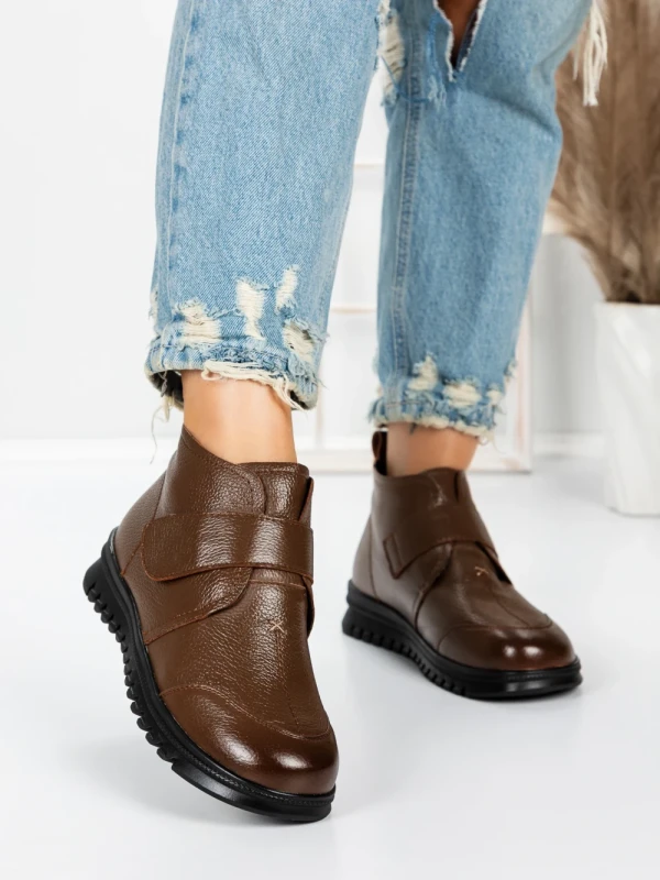 Ghete Dama din piele naturala 5W51 DARK BROWN | PANTOFUL