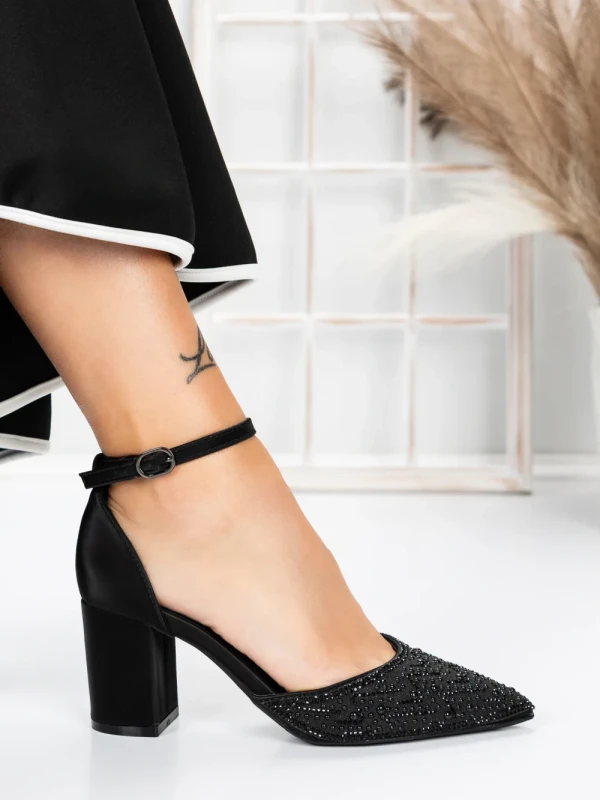 Pantofi cu Toc Gros 5XKK37 BLACK | MEI