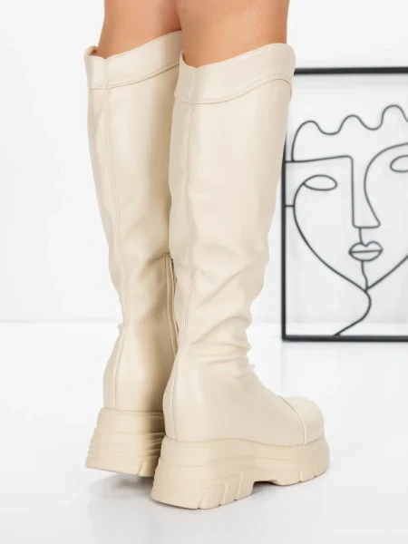 Cizme Dama cu Platforma 58WL13 BEIGE | MEI